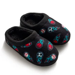 Boys Printed Sports Fleece Clog Slipper