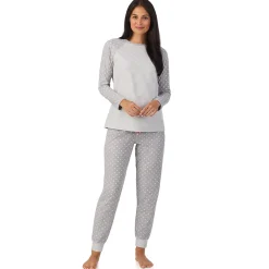 Brushed Mini Waffle Thermal Long Sleeve with Jogger Pajama Set