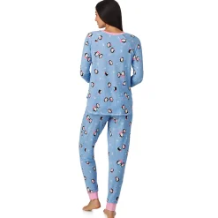 Brushed Sweater Knit Long Sleeve Top with Jogger 2-Pc Pajama Set