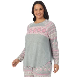 Brushed Sweater Knit Long Sleeve Pajama Set PLUS
