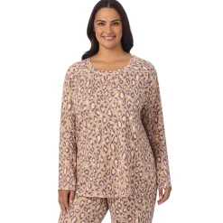 Brushed Sweater Knit Long Sleeve Pajama Set PLUS