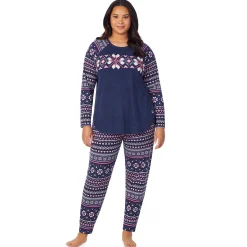 Brushed Sweater Knit Long Sleeve Pajama Set PLUS