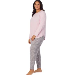 Brushed Sweater Knit Long Sleeve Pajama Set PLUS