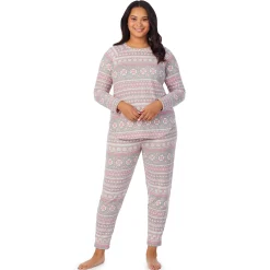 Brushed Sweater Knit Long Sleeve Pajama Set PLUS