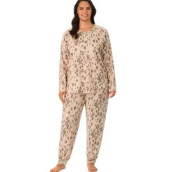 Brushed Sweater Knit Long Sleeve Pajama Set PLUS