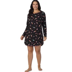 Brushed Sweater Knit Long Sleeve Sleepshirt PLUS