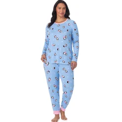 Brushed Sweater Knit Long Sleeve Top with Jogger 2-Pc Pajama Set PLUS