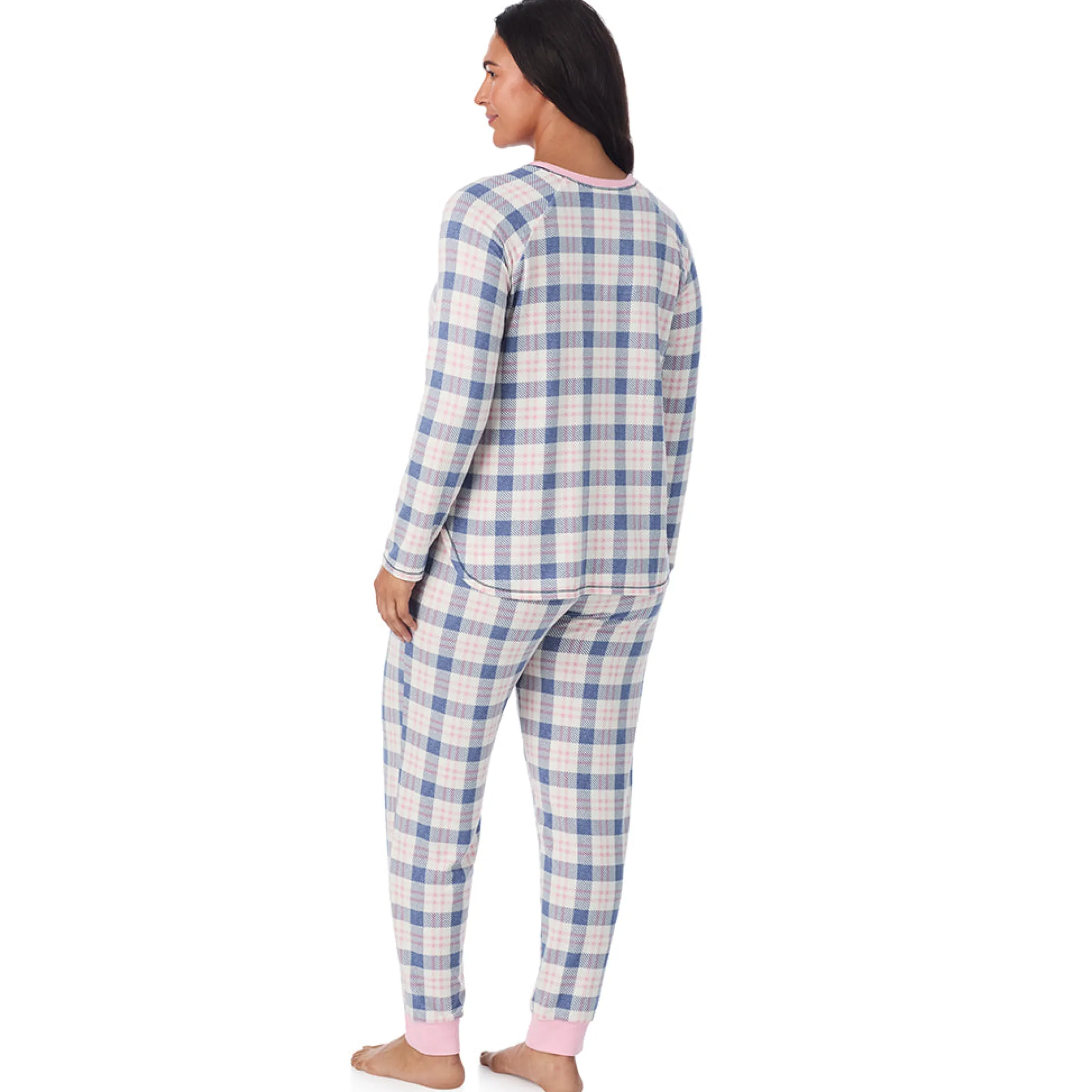 Brushed Sweater Knit Long Sleeve Top with Jogger 2-Pc Pajama Set PLUS