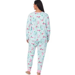 Brushed Sweater Knit Long Sleeve Top with Jogger 2-Pc Pajama Set PLUS