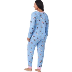 Brushed Sweater Knit Long Sleeve Top with Jogger 2-Pc Pajama Set PLUS