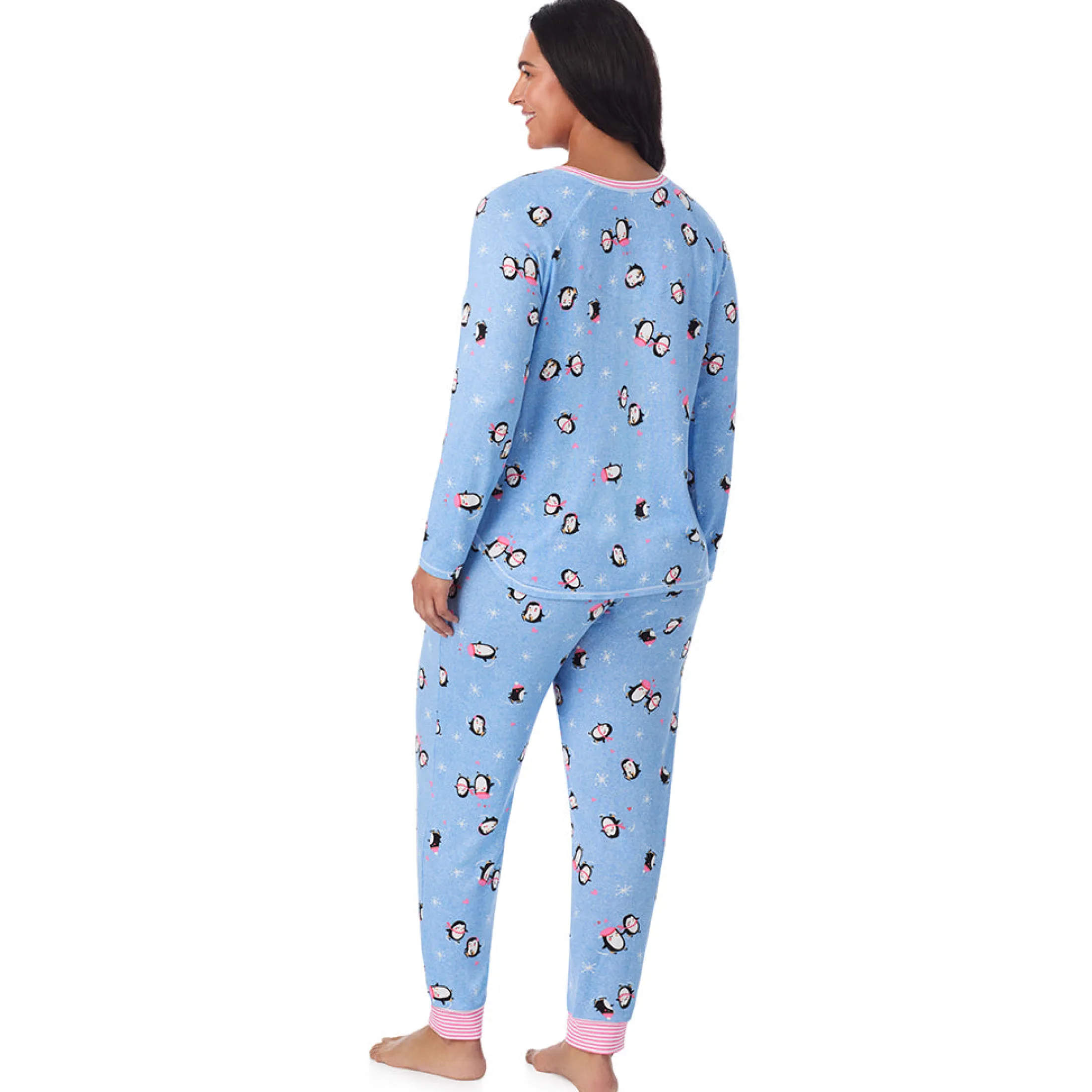 Brushed Sweater Knit Long Sleeve Top with Jogger 2-Pc Pajama Set PLUS