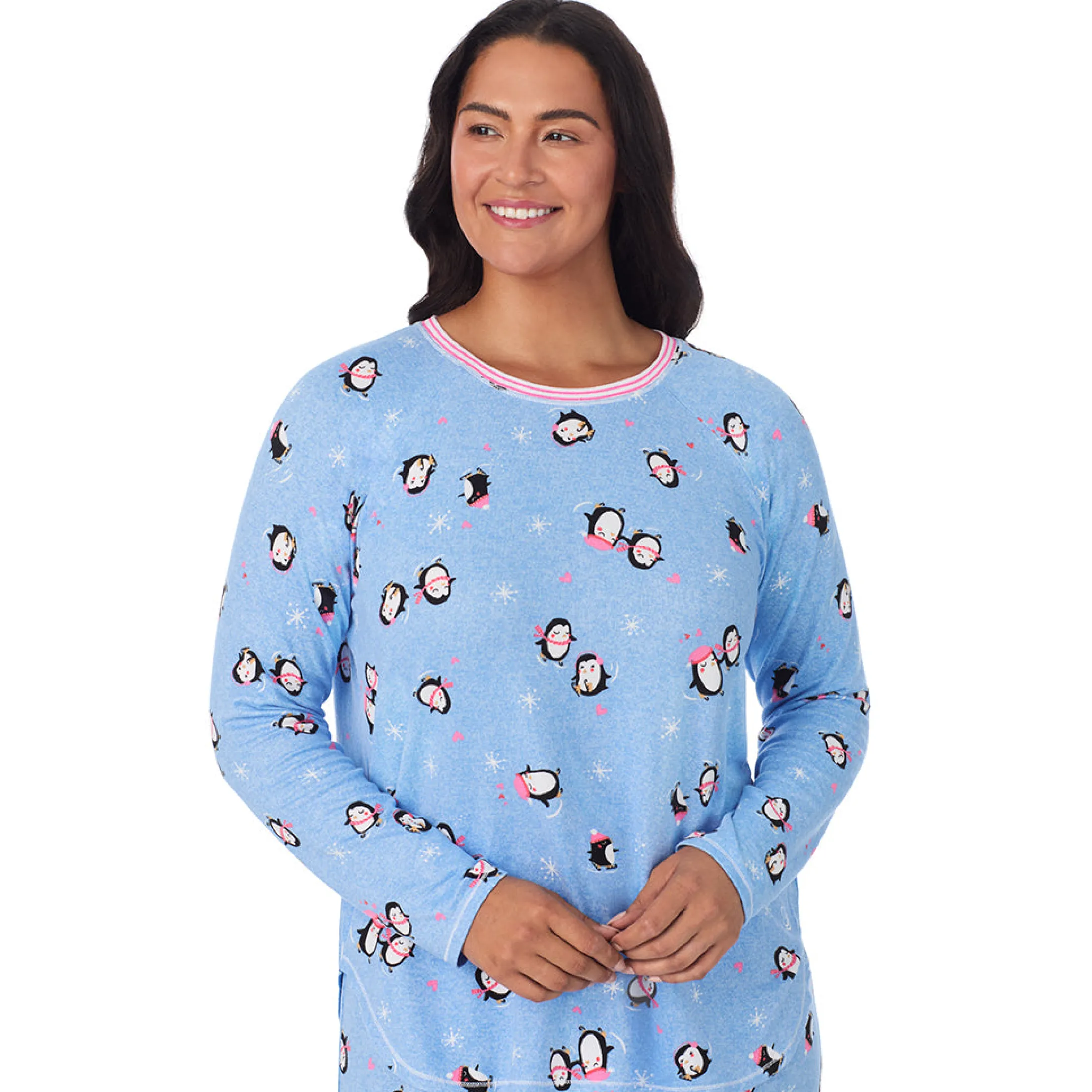 Brushed Sweater Knit Long Sleeve Top with Jogger 2-Pc Pajama Set PLUS