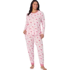 Brushed Sweater Knit Long Sleeve Top with Jogger 2-Pc Pajama Set PLUS