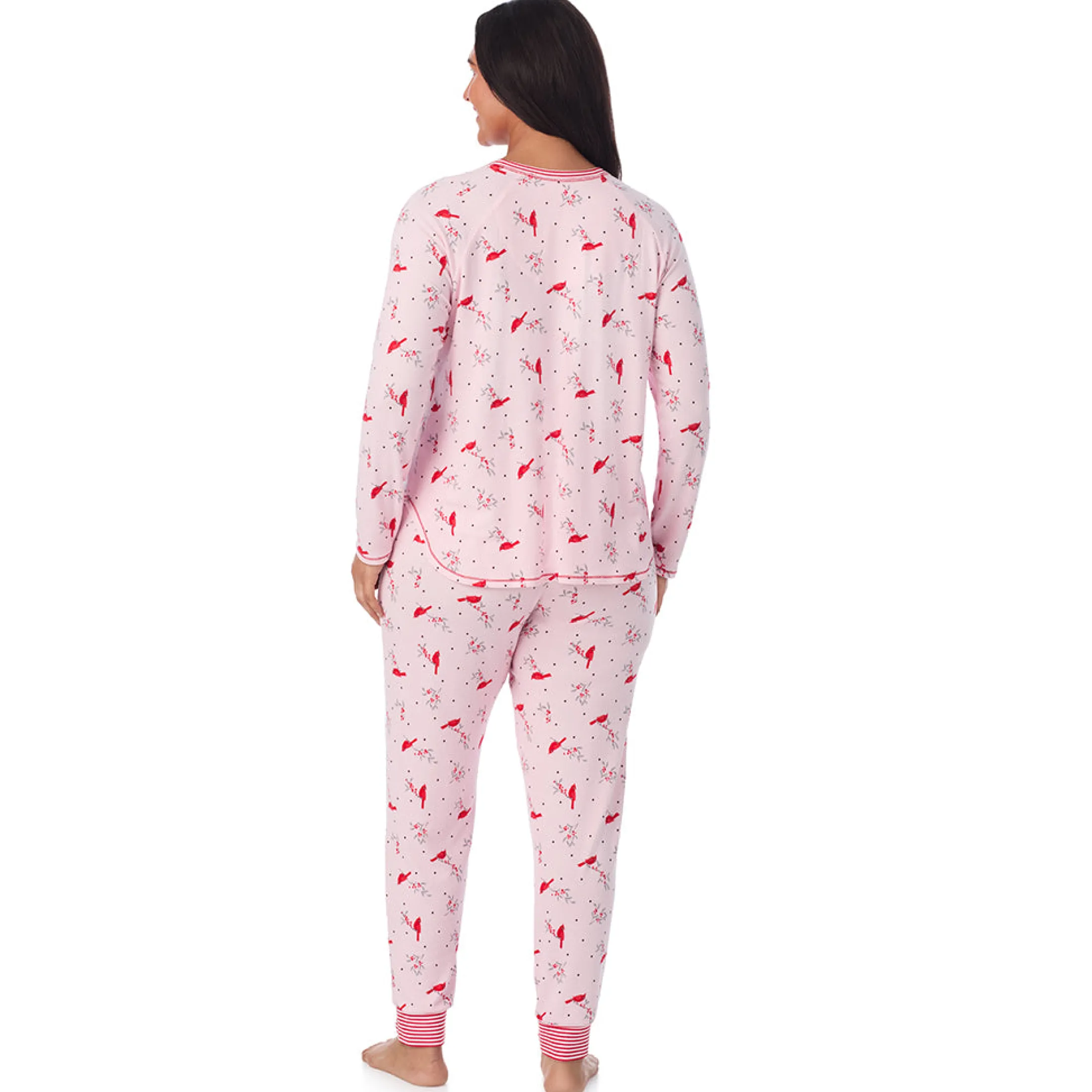 Brushed Sweater Knit Long Sleeve Top with Jogger 2-Pc Pajama Set PLUS