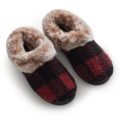 Buffalo Plaid Clog Slipper with Contrast Sherpa Lining