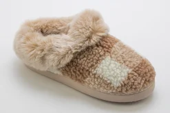 Buffalo Plaid Clog Slipper with Contrast Sherpa Lining