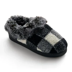 Buffalo Plaid Clog Slipper with Contrast Sherpa Lining