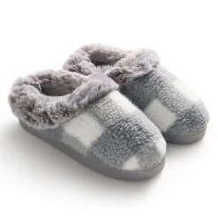 Buffalo Plaid Clog Slipper with Contrast Sherpa Lining