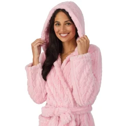 Cable Jacquard Sherpa Wrap Robe with Hood
