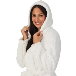 Cable Jacquard Sherpa Wrap Robe with Hood