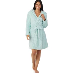Cable Jacquard Sherpa Wrap Robe with Hood