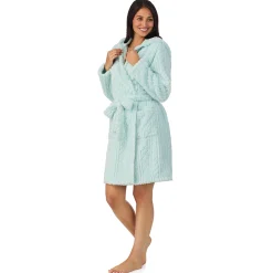 Cable Jacquard Sherpa Wrap Robe with Hood