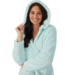Cable Jacquard Sherpa Wrap Robe with Hood
