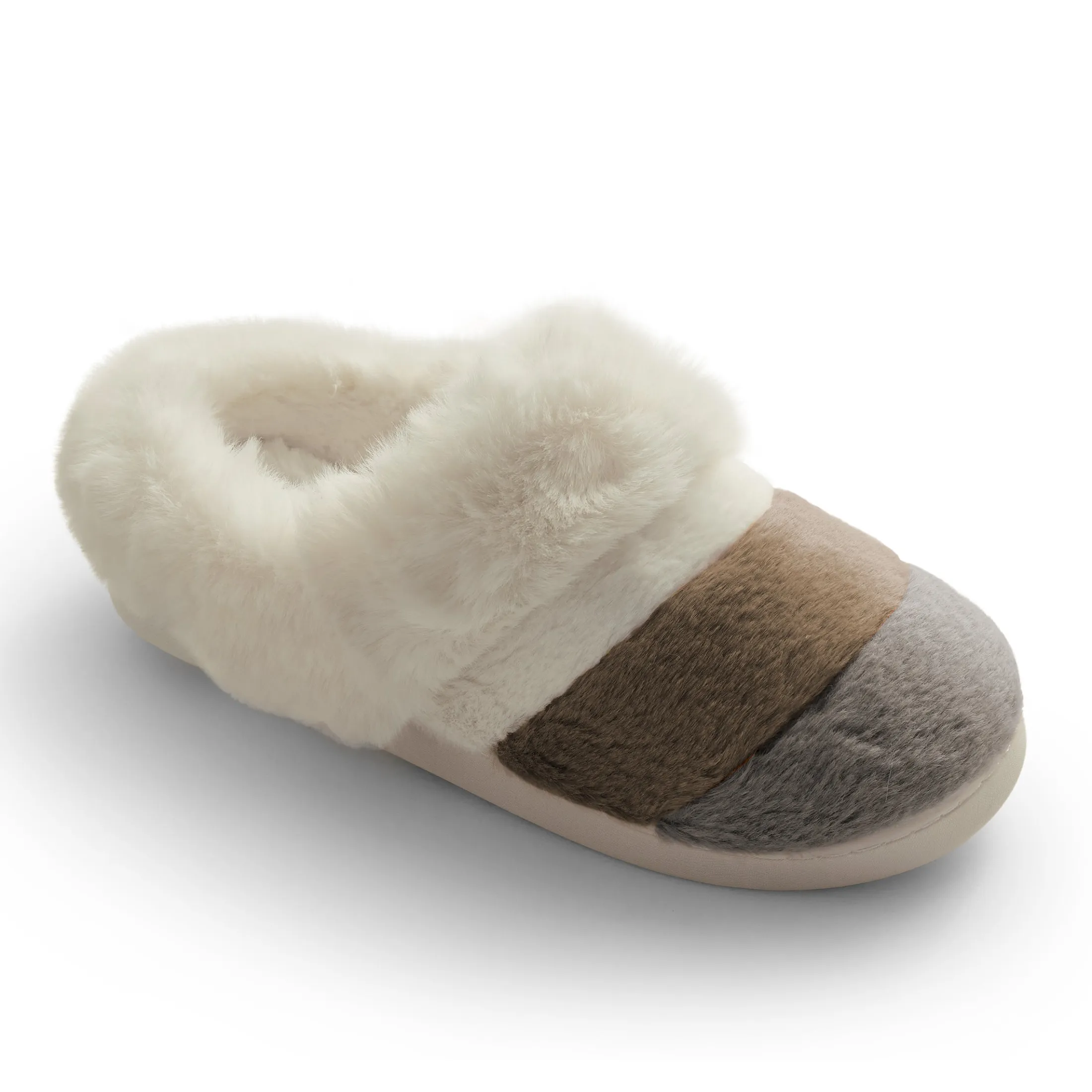 Colorblock Faux Fur Clog Slipper