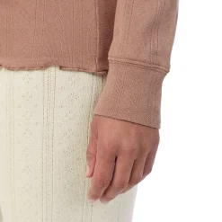 Cotton Pointelle Long Sleeve Crew