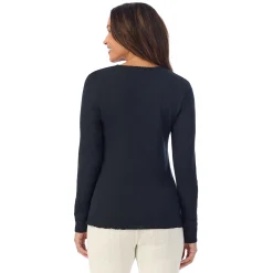 Cotton Pointelle Long Sleeve Crew