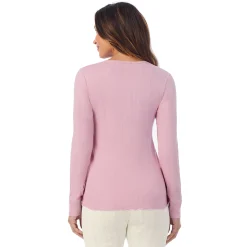Cotton Pointelle Long Sleeve Crew