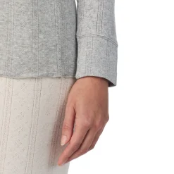 Cotton Pointelle Long Sleeve Crew