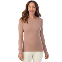 Cotton Pointelle Long Sleeve Crew