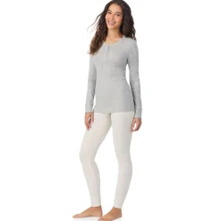 Cotton Pointelle Long Sleeve Henley