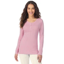 Cotton Pointelle Long Sleeve Henley