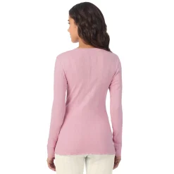 Cotton Pointelle Long Sleeve Henley