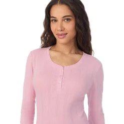 Cotton Pointelle Long Sleeve Henley