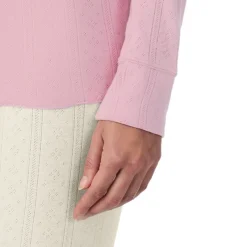 Cotton Pointelle Long Sleeve Henley