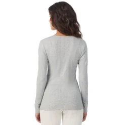 Cotton Pointelle Long Sleeve Henley