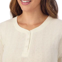 Cotton Pointelle Long Sleeve Henley