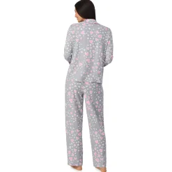 Cotton Rich Long Sleeve Notch Collar Top with Long Pant Pajama Set