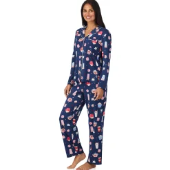 Cotton Rich Long Sleeve Notch Collar Top with Long Pant Pajama Set