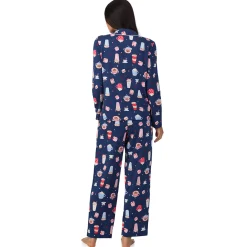 Cotton Rich Long Sleeve Notch Collar Top with Long Pant Pajama Set