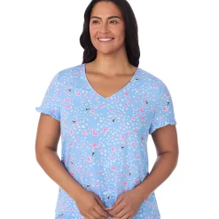 Cotton Rich Ruffled Short Sleeve Top with Pant Pajama Set PLUS