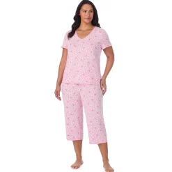 Cotton Rich Ruffled Short Sleeve Top with Pant Pajama Set PLUS