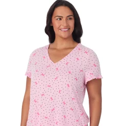 Cotton Rich Ruffled Short Sleeve Top with Pant Pajama Set PLUS