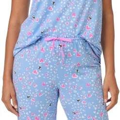 Cotton Rich Ruffled Short Sleeve Top with Pant Pajama Set