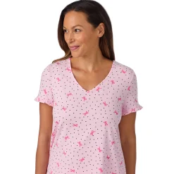 Cotton Rich Ruffled Short Sleeve Top with Pant Pajama Set