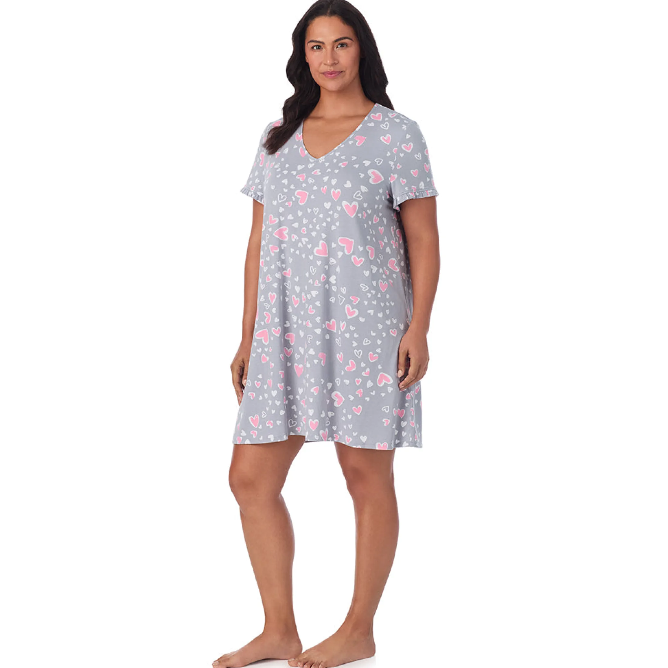Cotton Rich Ruffled Short Sleeve Sleepshirt PLUS