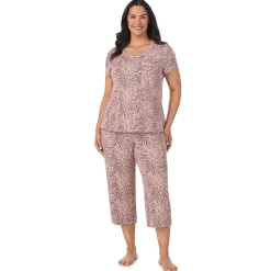 Cotton Rich Short Sleeve Top with Cropped Pant Pajama Set PLUS